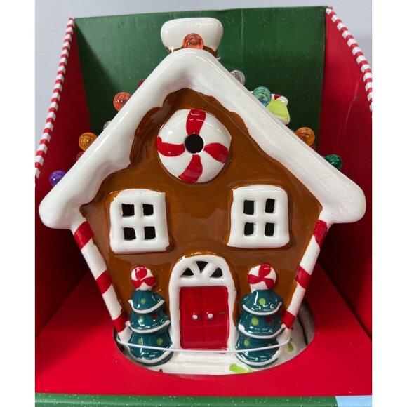 Lighted Christmas Gingerbread House Decor With Colorful Lights & Peppermint Acce - Picture 2 of 10